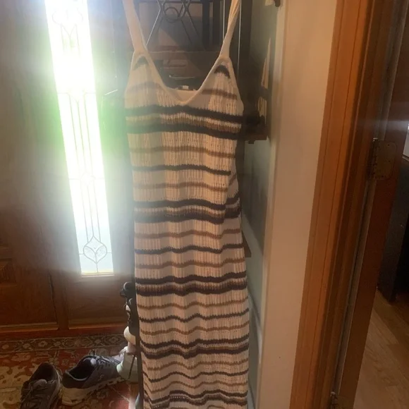 Freshman Blue and White Striped Maxi Dress - Picture 2 of 3